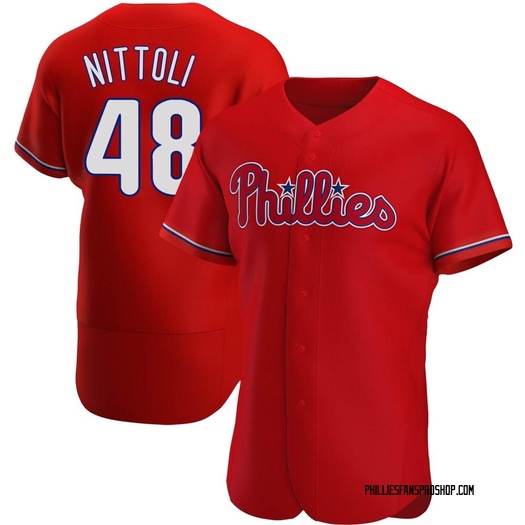 Men's Vinny Nittoli Philadelphia Phillies Authentic Red Alternate Jersey